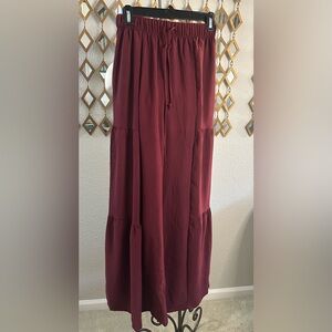Elegant Burgundy Wide-Leg Pants (See Photos)